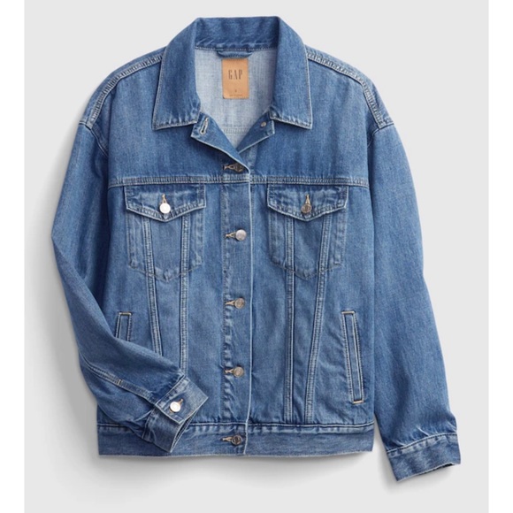 🆕 GAP Denim Trucker Jacket L Large NWT New! Blue - Picture 3 of 11